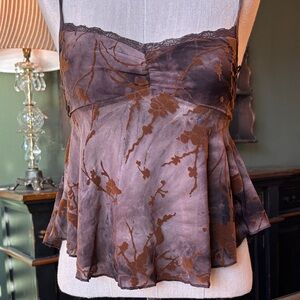 Floral Lace & sheer womens spaghetti strap tank